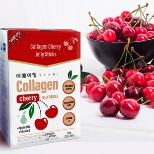 SINGI Collagen Cherry Jelly Sticks/Коллагеновое желе с вишней и витамином C 600 г.